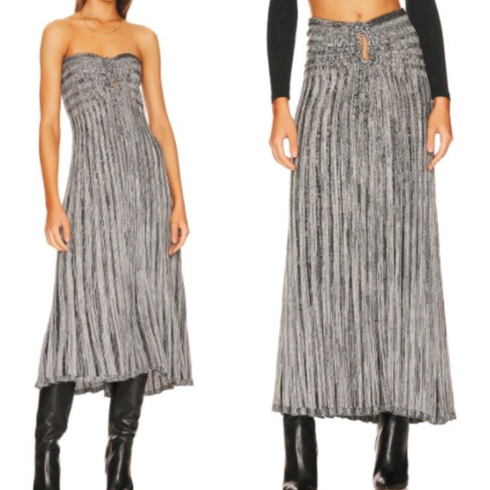 Free People Silvia Sweater Convertible Maxi Skirt Pleated Midi Dress Gray XS/TP - Picture 4 of 16